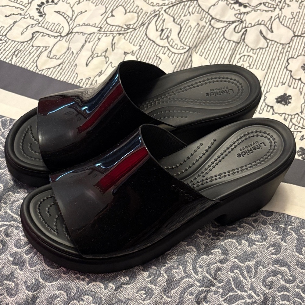 CROCS Black Patent Mules